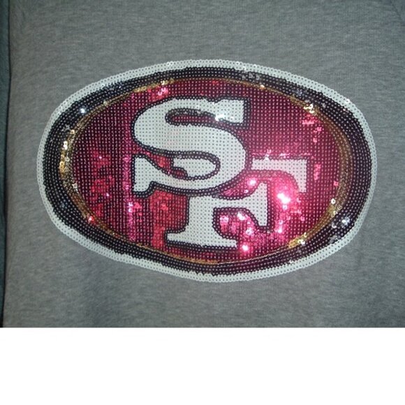 Victorias Secret PINK San Francisco 49ers Sequin BLING Sweatshirt EXCELLENT! L - Picture 2 of 4